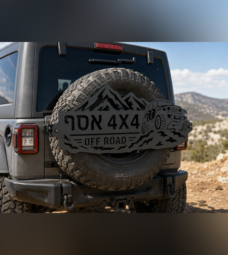 שלט מתכת אישי לרכב שטח 4X4 בחיתוך CNC | מתנה מושלמת לחובבי שטח