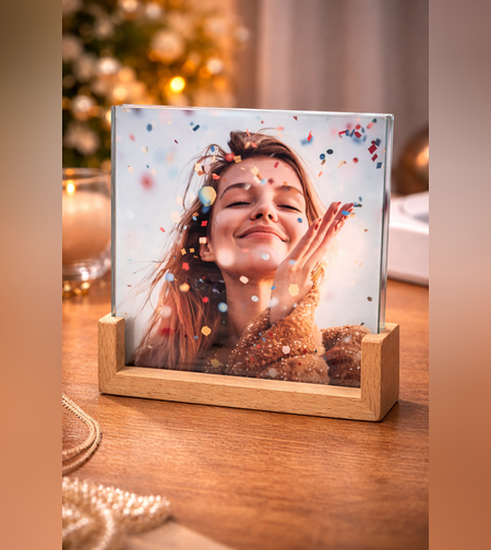 מסגרת תמונה מזכוכית עם הדפסה אישית | מתנה בעיצוב אישי