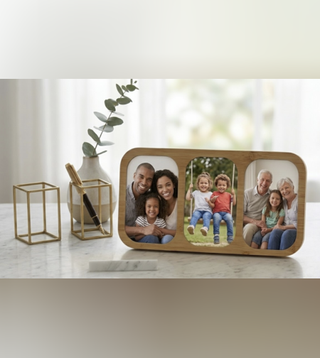 מסגרת עץ לתמונות עם 3 חלונות | הדפסה אישית על תמונות