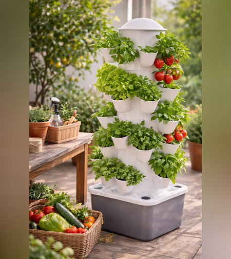 מערכת הידרופונית אנכית לגידול צמחים | מגדל גידול ביתי ללא אדמה - 7 קומות