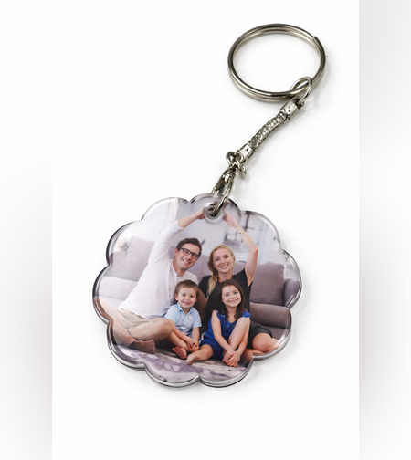 מחזיק מפתחות אקרילי עם תמונה אישית | מחזיק מפתחות בעיצוב פרח