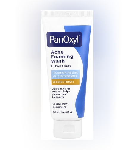 PanOxyl Acne Foaming Wash – תרחיץ מקציף לטיפול באקנה (10% בנזואיל פרוקסיד) בחוזק מקסימלי לפנים ולגוף – 28 גרם