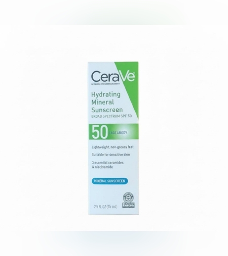 CeraVe Hydrating Mineral Sunscreen SPF 50 Face & Body – קרם הגנה מינרלי מועשר בלחות לפנים ולגוף