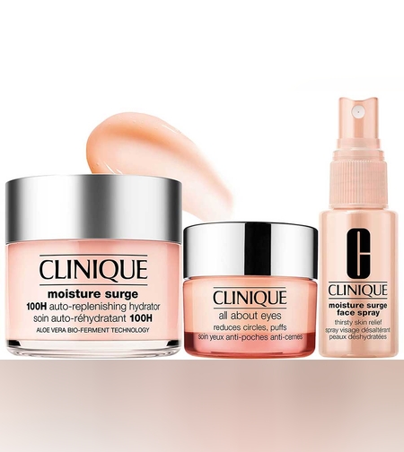 Clinique Moisture Surge Trio Set – מארז לחות וטיפוח בלעדי להענקת הידרציה עמוקה, רעננות וטיפול באזור העיניים