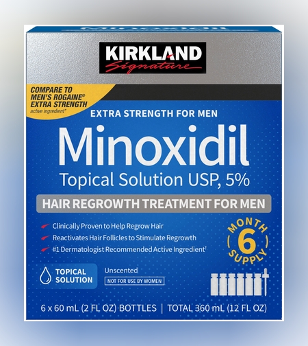 תמיסת מינוקסידיל 5% לגברים Kirkland Signature Minoxidil (מארז 6 חודשים / 360 מ