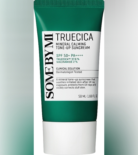 SOME BY MI Truecica Mineral Calming Tone-Up Suncream SPF 50+ PA++++ – קרם הגנה מינרלי משקם ומתקן גוון (50ml)