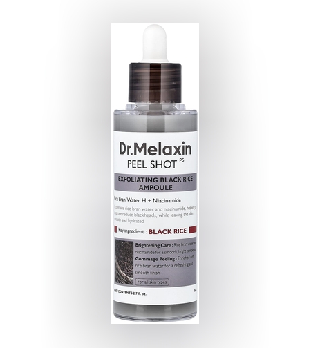 Dr.Melaxin Peel Shot Exfoliating Black Rice Ampoule – אמפולת פילינג אורז שחור להארה וחידוש העור (80 מ