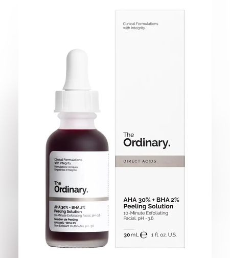 The Ordinary AHA 30% + BHA 2% Peeling Solution – מסכת פילינג עוצמתית לחידוש מרקם העור, הבהרה וניקוי עמוק (30ml)