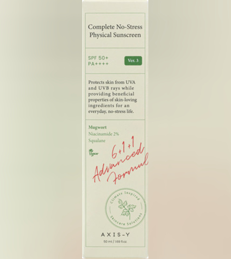AXIS-Y Complete No-Stress Physical Sunscreen (Ver. 3) – קרם הגנה פיזיקלי SPF 50+ PA++++ להגנה והרגעת העור (50ml)