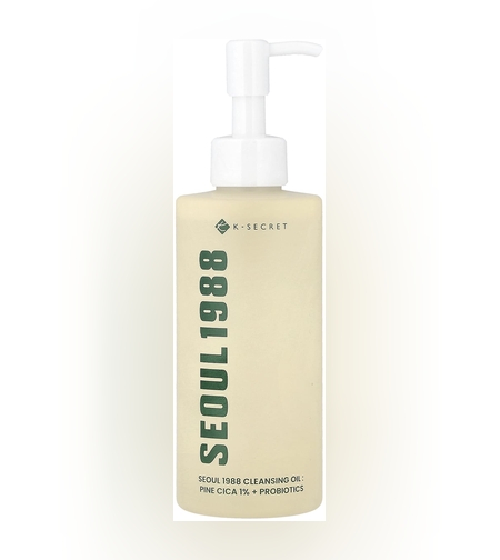 K-SECRET SEOUL 1988 Cleansing Oil: Pine Cica 1% + Probiotics – שמן ניקוי מרגיע להסרת איפור, לכלוך ואיזון מחסום העור (200ml)
