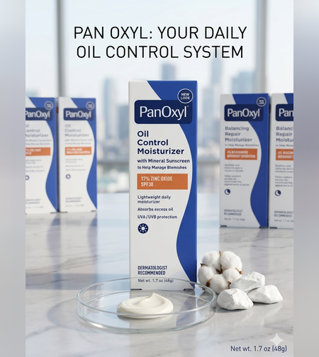 PanOxyl Oil Control Moisturizer – קרם לחות לשליטה בשומניות עם הגנה מינרלית (SPF 30) לפנים – 48 גרם