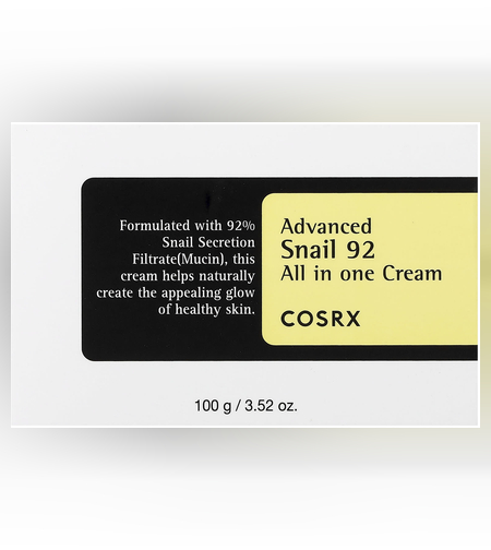 COSRX Advanced Snail 92 All In One Cream – קרם לחות רב-תכליתי לשיקום, הזנה ומראה עור זוהר (100g)