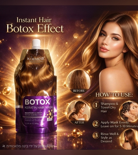 מסכת קרטין לשיער BOTOX – לשיקום עמוק ומראה זוהר (350 גרם)