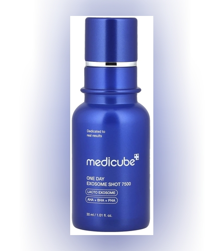 Medicube One Day Exosome Shot 7500 – סרום אקסוזומים וחומצות (Lacto Exosome & AHA+BHA+PHA) לחידוש העור (30 מ