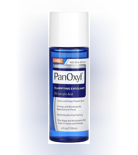 PanOxyl Clarifying Exfoliant 2% Salicylic Acid – פילינג נוזלי מטהר (2% חומצה סליצילית) לטיפול באקנה וללא אלכוהול – 118 מ