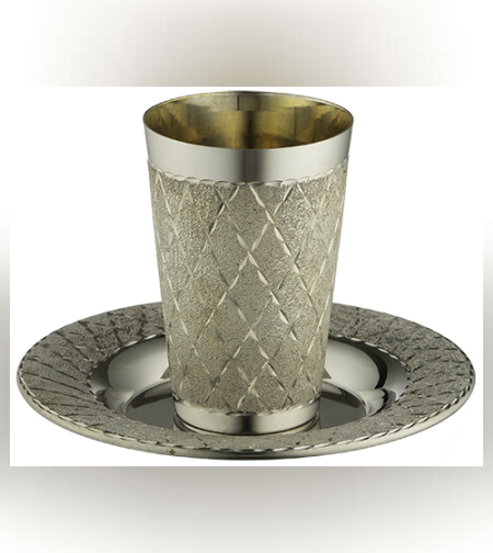 גביע קידוש מהודר ציפוי כסף טהור 925 עם תחתית 8.5 ס