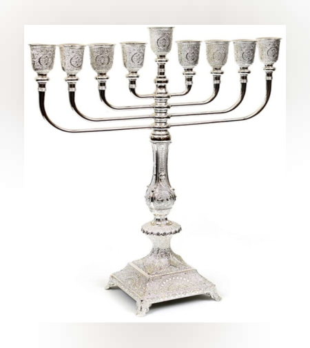 חנוכיה דגם עיטורים כסף