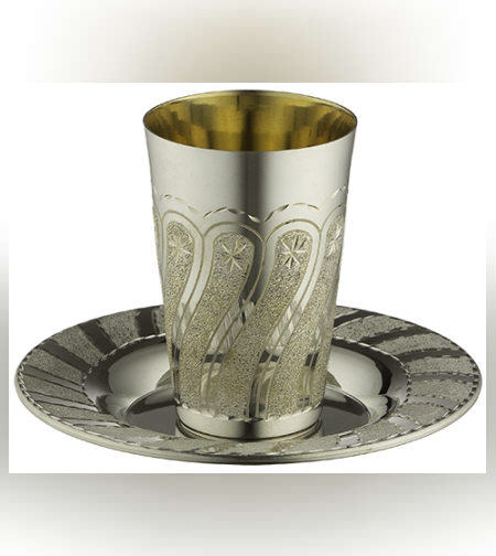 גביע קידוש מהודר ציפוי כסף טהור 925 עם תחתית 8.5 ס