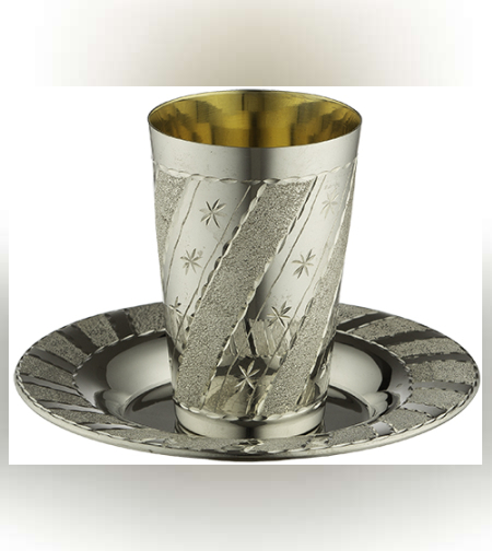 גביע קידוש מהודר ציפוי כסף טהור 925 עם תחתית 8.5 ס