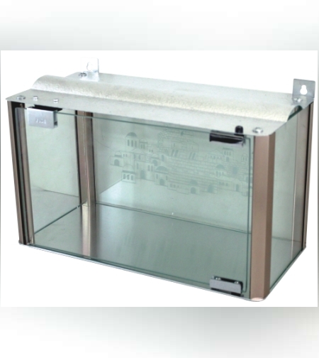 בית חנוכייה מהודר מאלומיניום וזכוכית - פרופילים בגוון נחושת 20X45X18 ס'מ