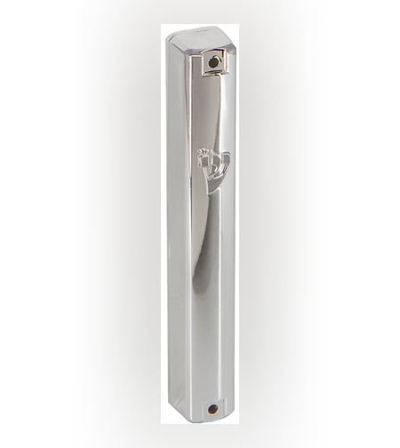 Plastic Mezuzah With Rubber Cork 12cm-silver