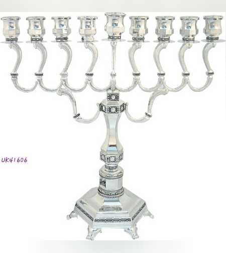 חנוכיה דגם יהלום ציפוי כסף טהור