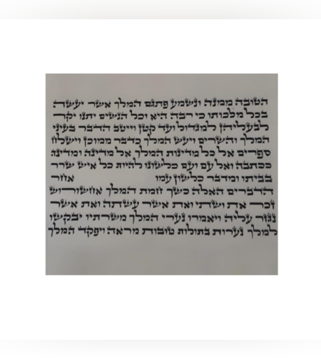 מגילת אסתר אשכנזי 11 שורות שורה 1 ס'מ קלף עבודת יד דגם עטרת הקלף