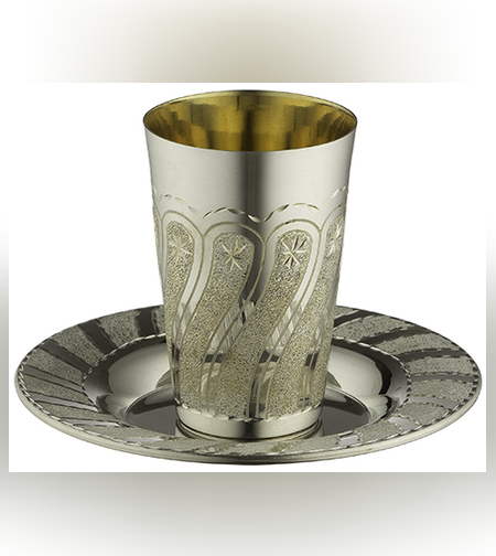 גביע קידוש מהודר ציפוי כסף טהור 925 עם תחתית 8.5 ס'מ