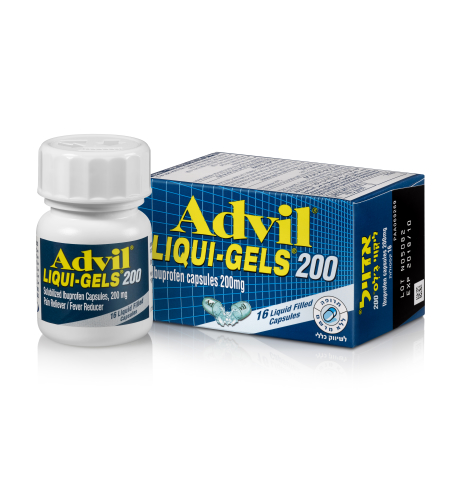 Advil LIQUI-GELS / אדויל ליקווי ג'לס - 16 כמוסות ג'ל, 200 מ''ג