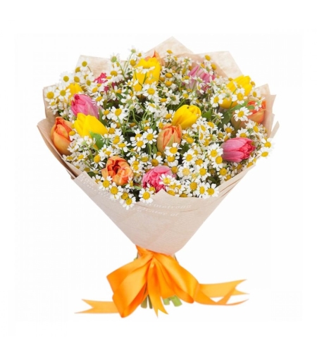 Bouquet of Tulips and Tanacetum #220