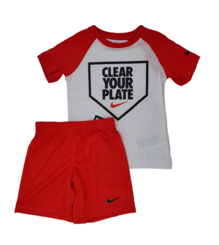 חליפת מכנס Nike לבן אדום clear your plate