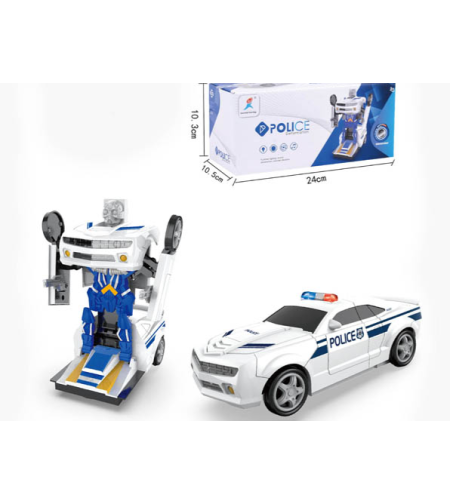 רובוטריק לבן הופך לרכב משטרה+תאורה+קול 21X8 ס