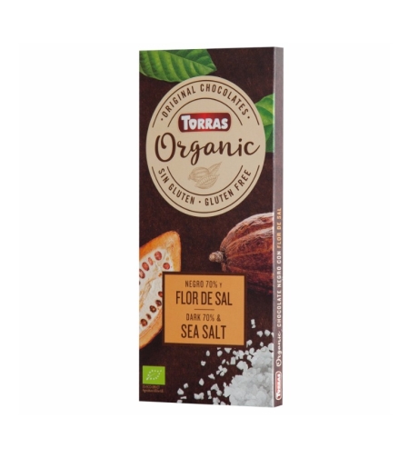 טוראס – שוקולד אורגני מריר 70% מלח ים 100 גרם