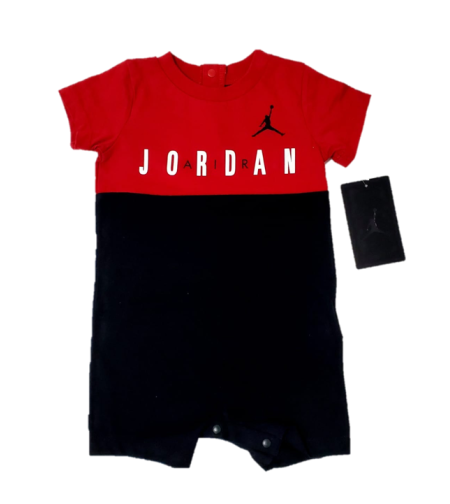 אוברול JORDAN אדום שחור פסים רחבים הדפס JORDAN AIR בלבן JUMPMAN