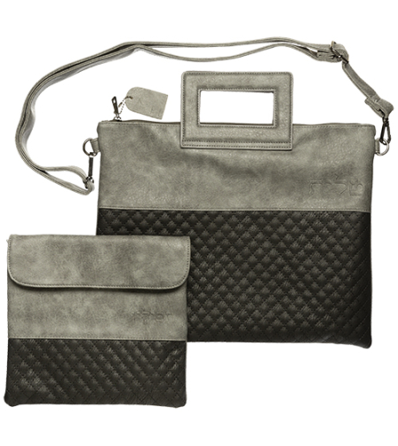 Luxurious bag for tefillin-like tefillin, dark gray, with 38 * 31 handles, including embroidered name gift