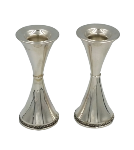 Pure silver hourglass zigzag mini candlesticks