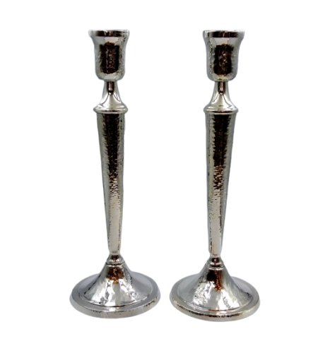pure silver hammered traditional candlesticks
