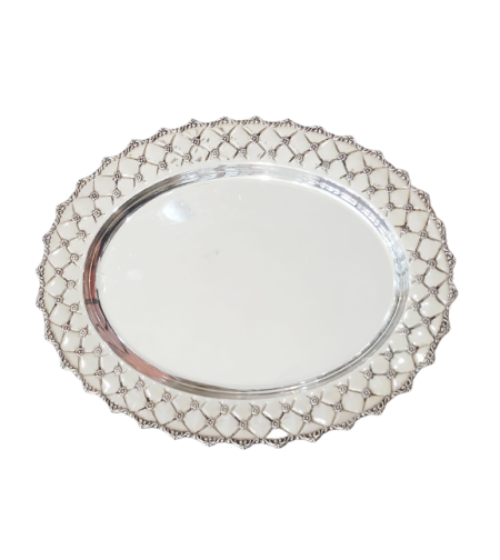 X flower pure silver tray
