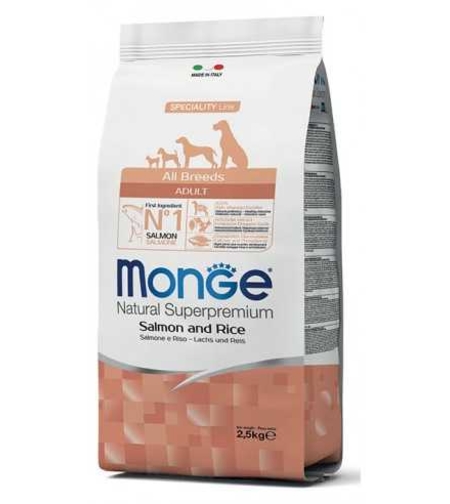מונג' מזון יבש לכלבים בוגרים מכל הגזעים סלמון אורז 12 ק