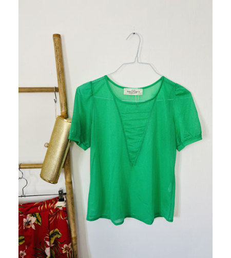 חולצת שיפון ירוקה מעוצבת – XS-M