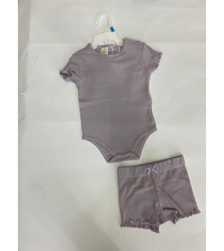 בגד גוף עם שורט בורדרליין תינוקות (סגול-ורוד-לבן)