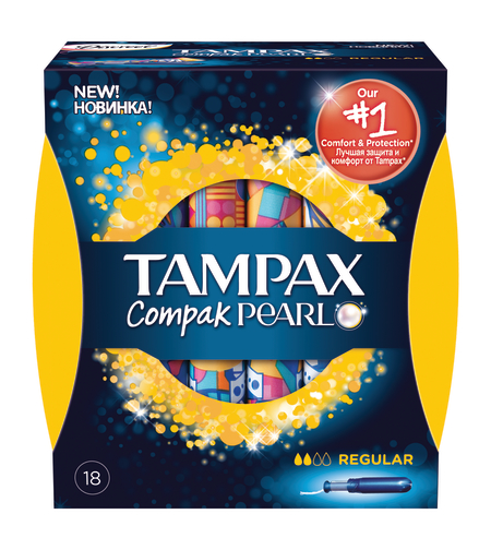 Tampax Pearl Compak Regular / טמפונים טמפקס קומפאק פרל רגולר עם מוליך - 18 יחידות