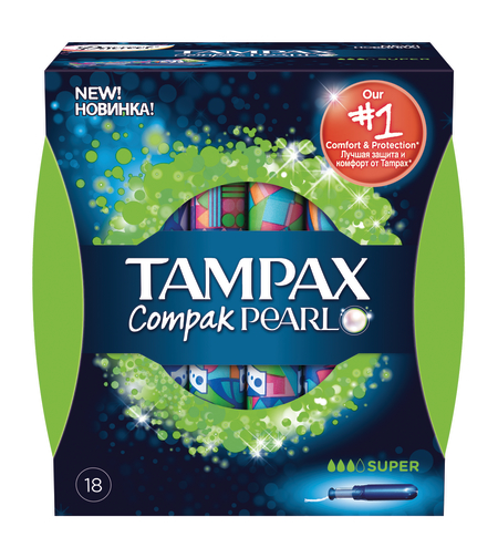 Tampax Pearl Compak Super / טמפונים טמפקס קומפאק פרל סופר עם מוליך -  18 יחידות