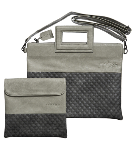 Luxurious bag for tefillin-like tefillin, shades of gray and handles