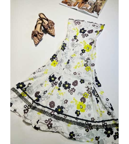 שמלת סטרפלס כותנה פרחונית דפנה לוינסון- XS-S