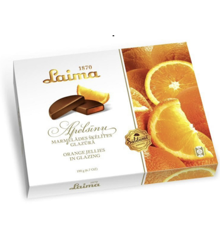 ממתקים ג׳לי בטעם תפוז בציפוי שוקולד מריר