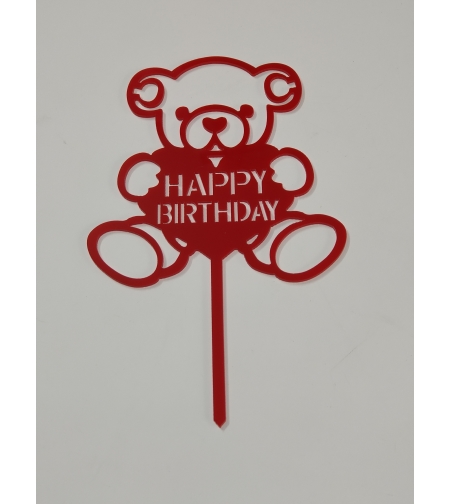 טופר HAPPY BIRTHDAY אדום דובי ( דגם 303)