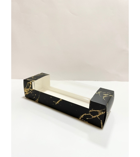 118ZJC - קופסא אינגליש עם חלון בצבע שיש שחור זהב