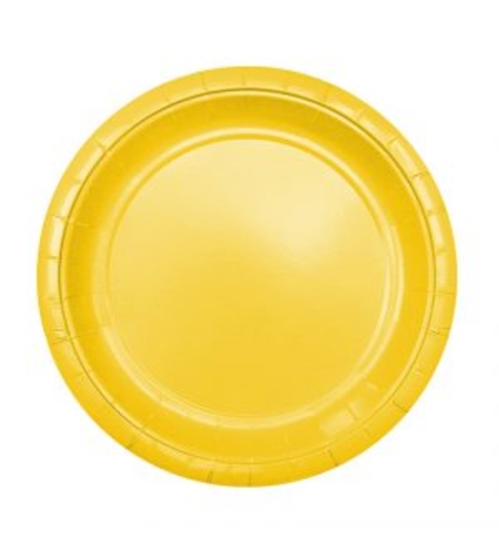 צלחות חלקות צבע צהוב 24 יח' בינוני
