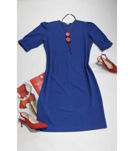 שמלה קלאסית בכחול עז- XL